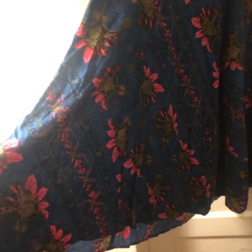 Free People Blue Wide-Leg Jumpsuit with Pink Floral Print - Picture 3 of 12